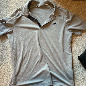 Adidas Polyester Mens Shirt Size Small Golf Polo Grey/Black